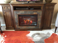 Solid Wood Free Standing Electric Fireplace READ FULL AD