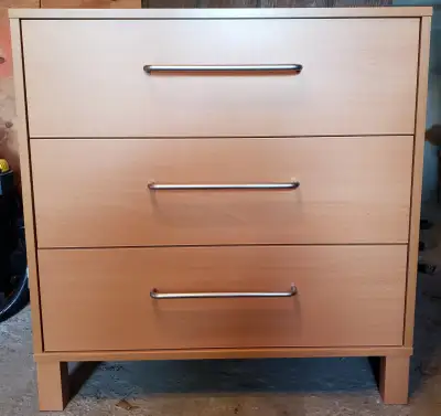 Modern Three Drawer Dresser with Chrome Hardware, View more