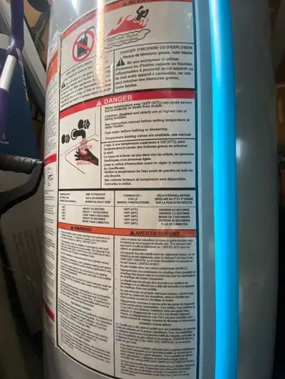 Hot water tank good condition .