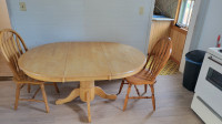 Pine Dining Table and Two Chairs