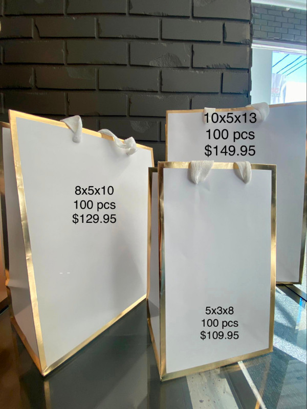 WHITE/GOLD TRIM BAGS (S-M-L) in Other Business & Industrial in City of Toronto - Image 2