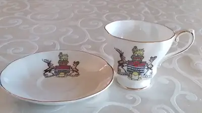 ROYAL GRAFTON FINE BONE CHINA CUP SAUCER -WHITE, BRITISH EMBLEM, View more