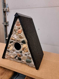 Shingled Stone A-Frame Birdhouse