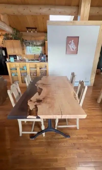 custom live edge and epoxy river tables , View more