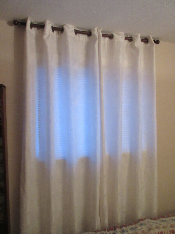 84" tall x 54" wide 2 panel white semi-transparent curtains SET in Window Treatments in Timmins - Image 2