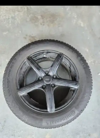 Selling set of 4 Continental Viking Contact 7 Snow Tires on Fast Jet rims 16x7 +45 5x114.3 bolt patt...
