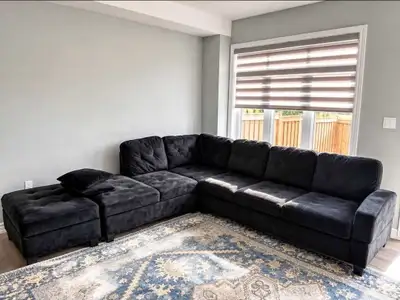 Black Sectional Sofa with Ottoman, View more