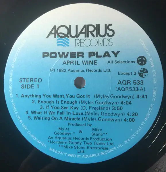 April Wine 1982 LP record album Power Play vinyl in CDs, DVDs & Blu-ray in Markham / York Region - Image 4