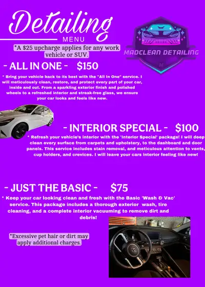 All ranges of detailing!!!