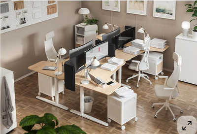 IKEA 5’  BEKANT corner desk-left Desk IN WHITE OAK VENEER TOP, View more
