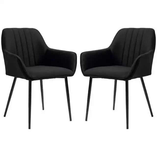 Dining Chair, Upholstered Linen Fabric Accent Chairs with Metal in Chairs & Recliners in Markham / York Region - Image 11