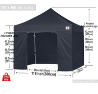 ABCCANOPY Ez Pop Up Canopy Tent with Sidewalls 10X10 Commercial 