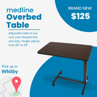 New Medline Overbed Table, Adjustable Height