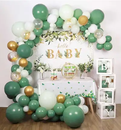 Sage Green Neutral Baby Shower Decorations Safari Theme Baby Boxes with Letters Woodland Jungle Ball...