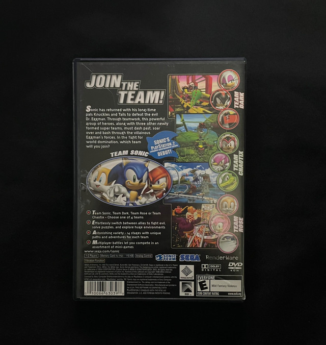 Sonic Heroes PlayStation 2 greatest hits CIB dans Autre  à Région d’Oshawa/Durham - Image 2