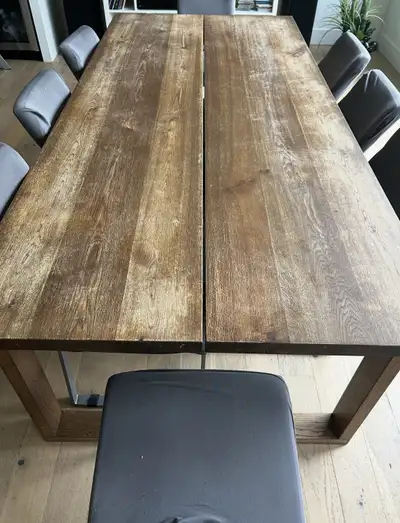 Wood kitchen table and 8 chairs set, View more