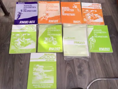 Suzuki RM80 RM125 RM250 Manuels D’Eentretien Du Proprietaire $40CAD each Domestic postage included i...