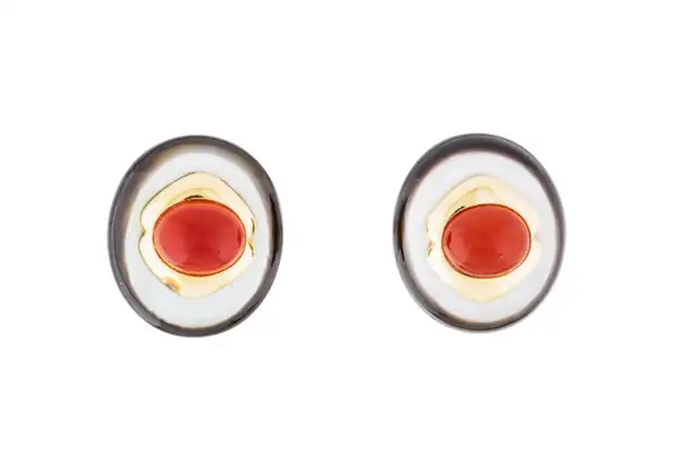 KAI-YIN LO Mother Of Pearl Doublet & Carnelian Earclips628632675329291221
