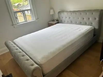 Structube Gray upholstered queen bed for sale, View more