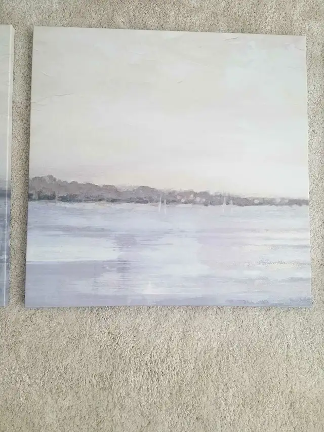 Set of 3 Wall Art Abstract Blue Sea in Home Décor & Accents in Ottawa - Image 4