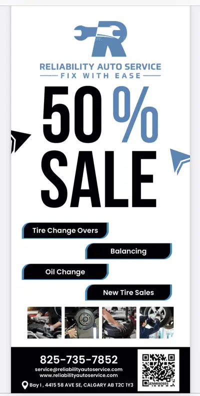 50% off vehicle maintenance Get you vehicle ready for winter Call or text 403-354-3881 We do; .Tire...