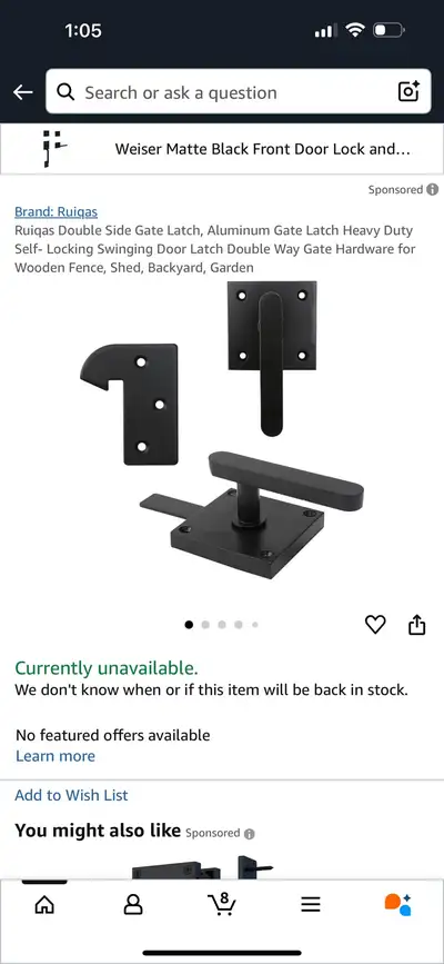 Black fence/patio door lock modern very strong metal, View more