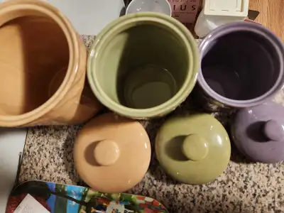 set of 3 ceramic cannisters, View more