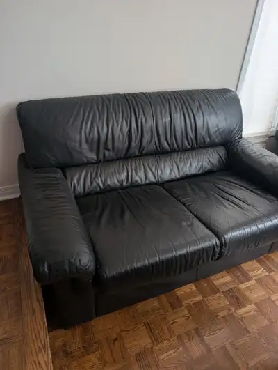 Black Leather Sofa / Loveseat, View more