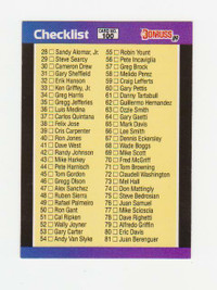 6 Checklist Baseball Donruss 1989 NEUF (A42)