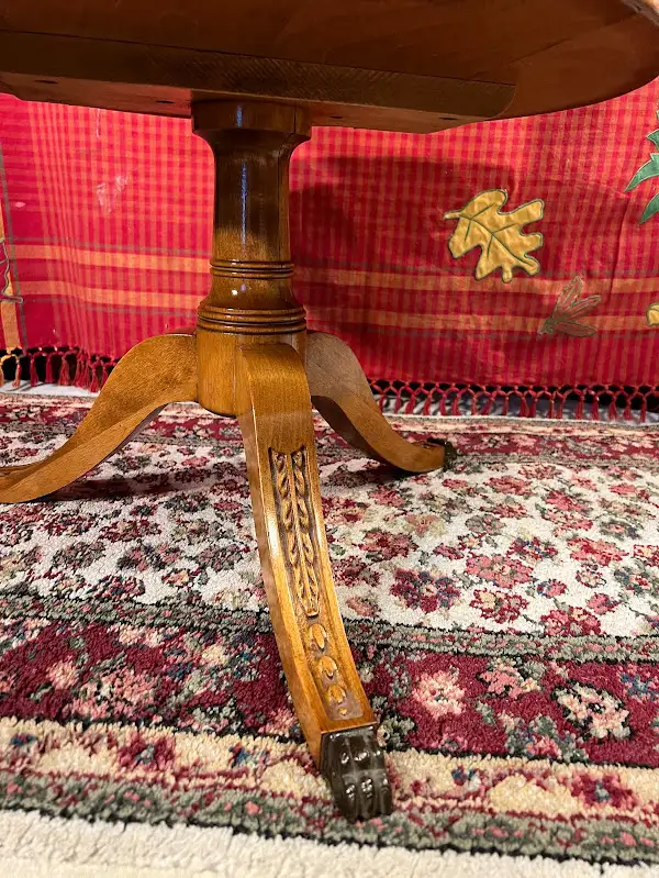 Antique 3-Tier Circular Table Carved Wood Metal Claw Feet63815757283971123