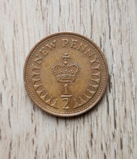 1972 Great Britain 1/2 Half New Penny Queen Elizabeth II
