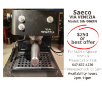 Saeco  Coffee Maker VIA VENEZIA Model: SIN OO6XN