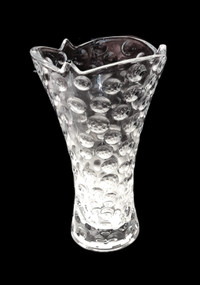 Grand vase en verre à bulles lourd motifs lunes et diamants