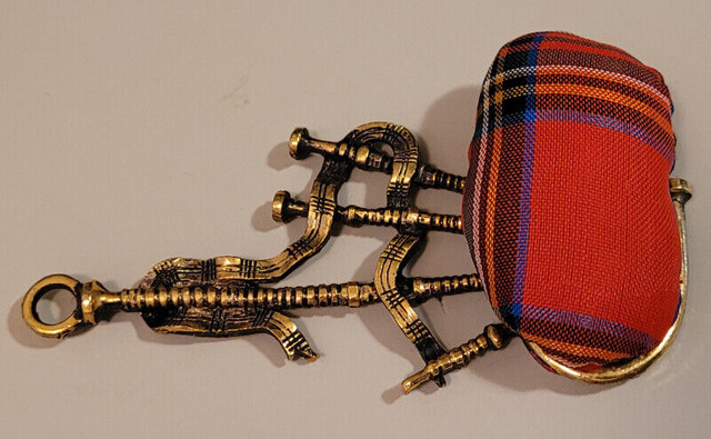 Vintage Rare Scottish Brass Bagpipe Ornament with Red Tartan in Arts & Collectibles in Oshawa / Durham Region