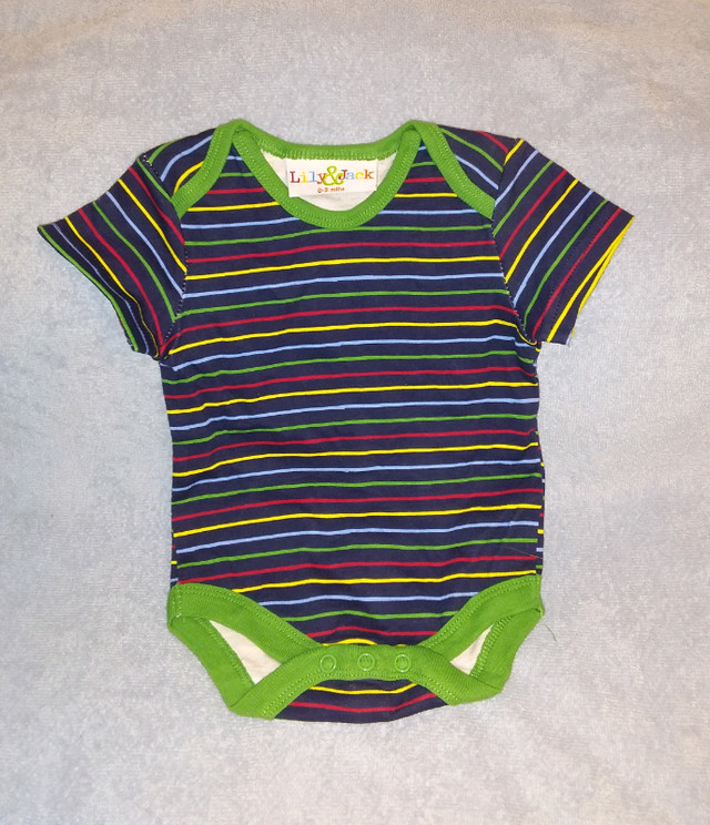 Lily & Jack Multi Color Striped Onesie Shirt Size 0-3 Months,NEW in Clothing - 0-3 Months in Truro