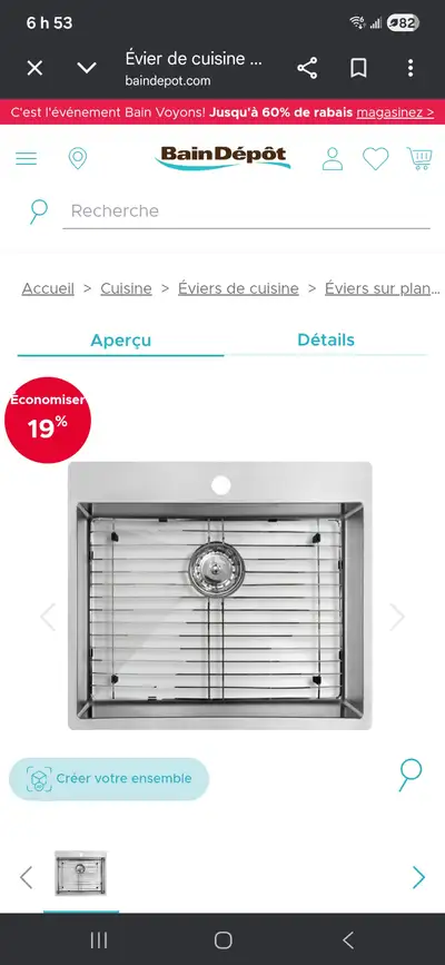 Lavabo de cuisine neuf, View more