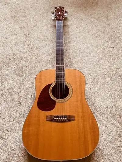 Cort Earth 200 Acoustic with hardshell case Body Body Shape: Dreadnought Top: Solid Sitka Spruce Bac...