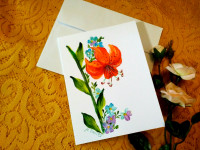 Lily, hand painted,greeting gift card, birthday, thank you note