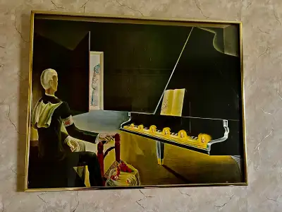 Framed print of Salvador Dali’s “Six Apparitions of Lenin on a Piano” for sale. Measurements are: 24...