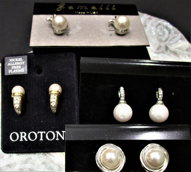 NEW, 4 PRS. DESIGNER "PEARL" PIERCED EARRINGS in Jewellery & Watches in Hamilton - Image 2