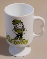 Vintage Irish Spring Soap Milk Glass Footed Mug