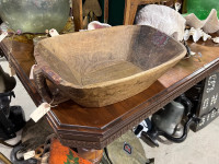 Old carved wood bread bowl 