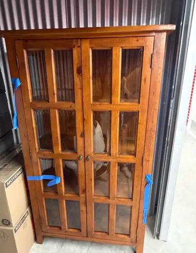 Pine Cabinet with Bevelled Glass, View more