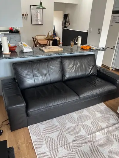 Black leather couch for sale, View more
