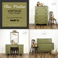 Olive Green— Three Piece Vintage Bedroom Suite