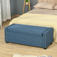 Upholstered Flip Top Storage Bench Fabric Ottoman