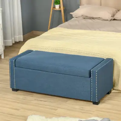 Upholstered Flip Top Storage Bench Fabric Ottoman, View more