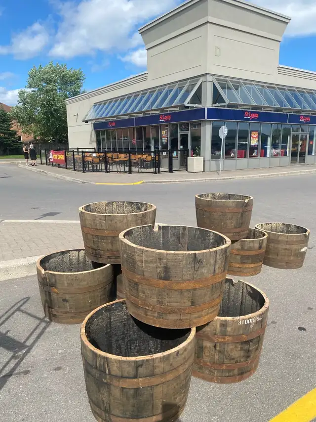 Oak  Barrel Planters - starting $29 in Outdoor Décor in Oshawa / Durham Region - Image 2