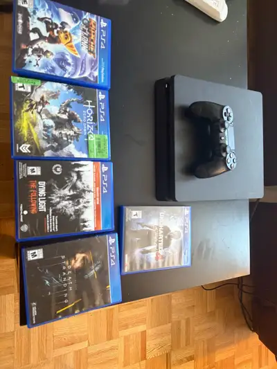 ps4 slim, controller + 5 games, View more