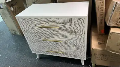  Beautiful nightstand, End Table with Drawers, White, View more